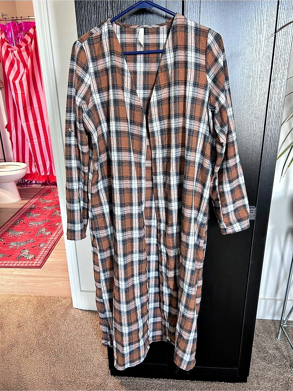 Plaid Longline Shirt Jacket